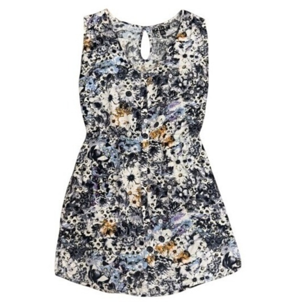 Volcom Floral Print Sleeveless A-Line Dress Women Size Small Keyhole Button Back